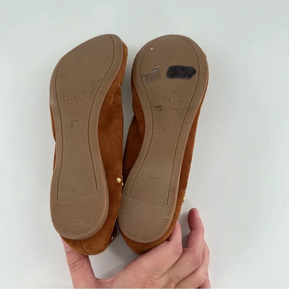 J crew womens ballet flats size 6.5 brown Italian suede  hidden wedges